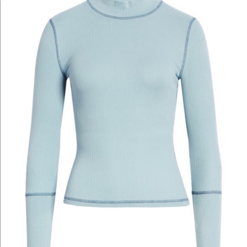 FREE PEOPLE BOHO KNIT TOP PULLOVER KNIT LONG SLEEVES MOCK NECK COTTON TEE A3C - Picture 7 of 16